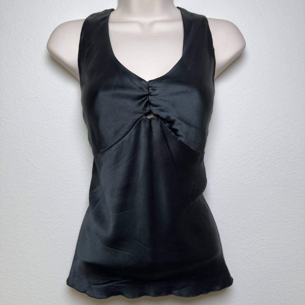 VTG 90s Central Park West Women Black 100% Silk‎ Babydoll Minimalist y2k Ballet